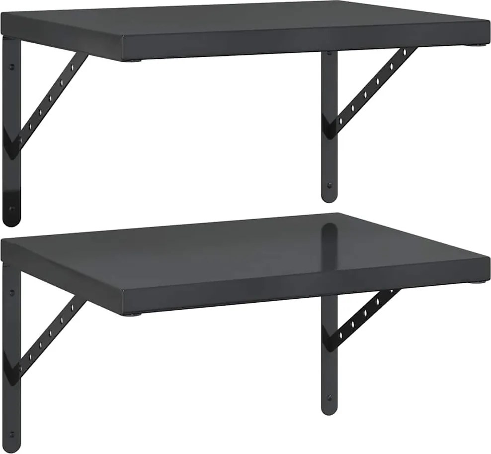 vidaXL 2 db fekete rozsdamentes acél fali polc 50 x 40 cm