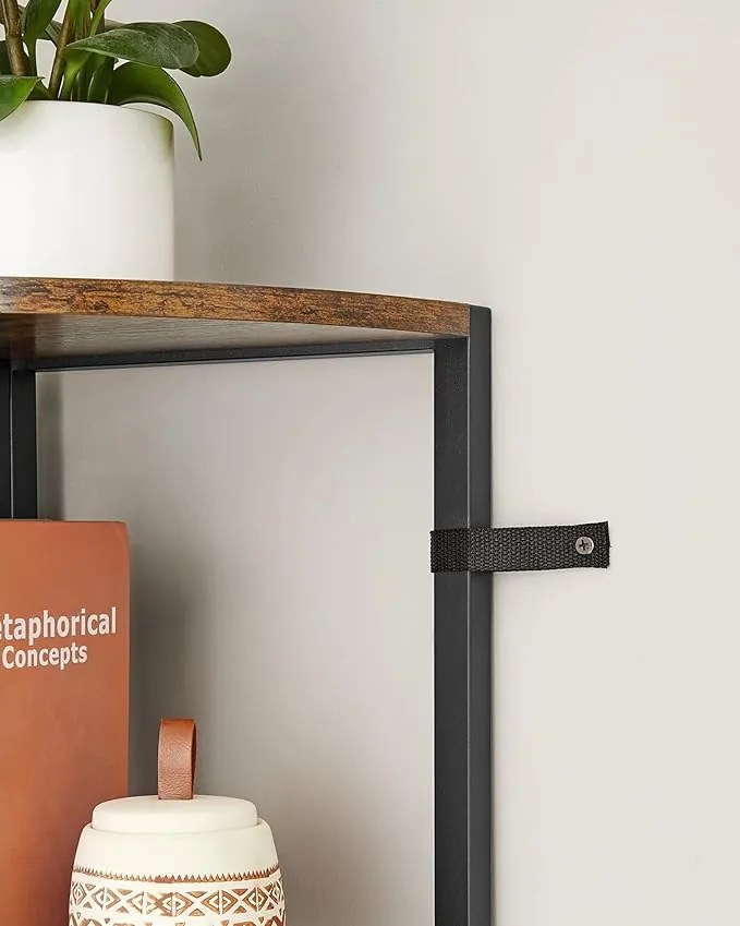 5 szintes sarokpolc 160x30x30 cm barna és fekete színben