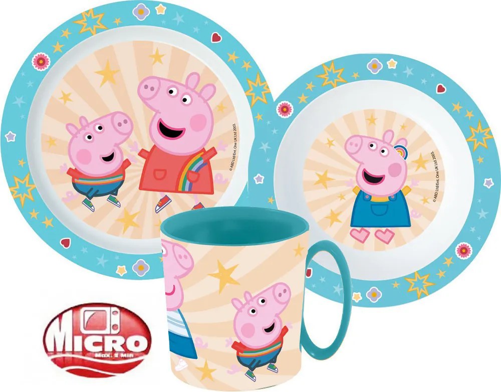Peppa malac Kindness étkészlet, micro műanyag szett bögrével 350 ml