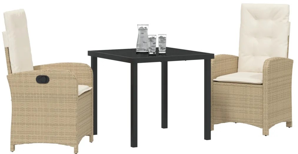 Kert étkező szett 3 pcs Bézs polirattan