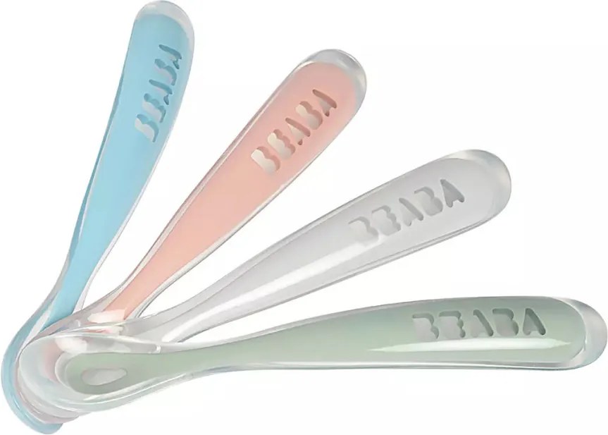 Béaba Ergonomikus Szilikon Hosszú Kiskanál szett - 4 db - Eukaliptus