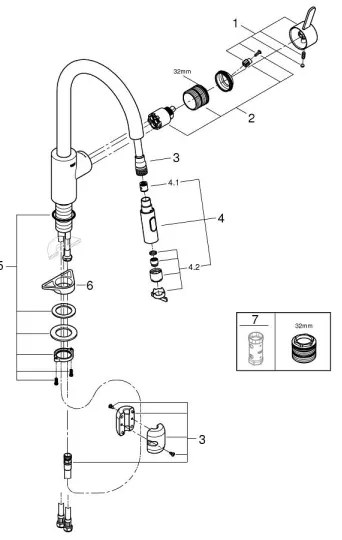 GROHE 31481001 - EUROSMART COSMOPOLITAN mosogató csaptelep, fényes króm