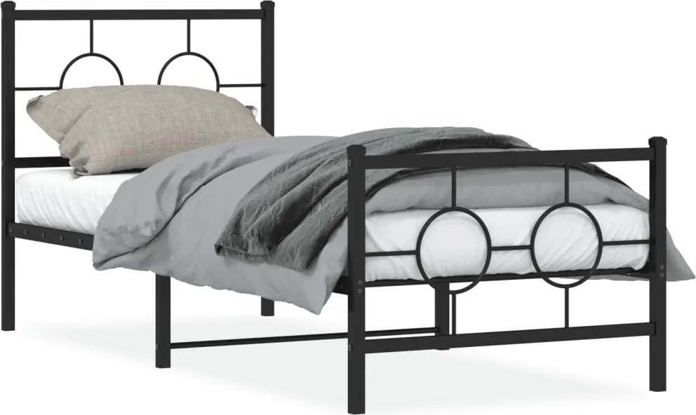 vidaXL fekete fém ágykeret fej- és lábtámlával 75 x 190 cm