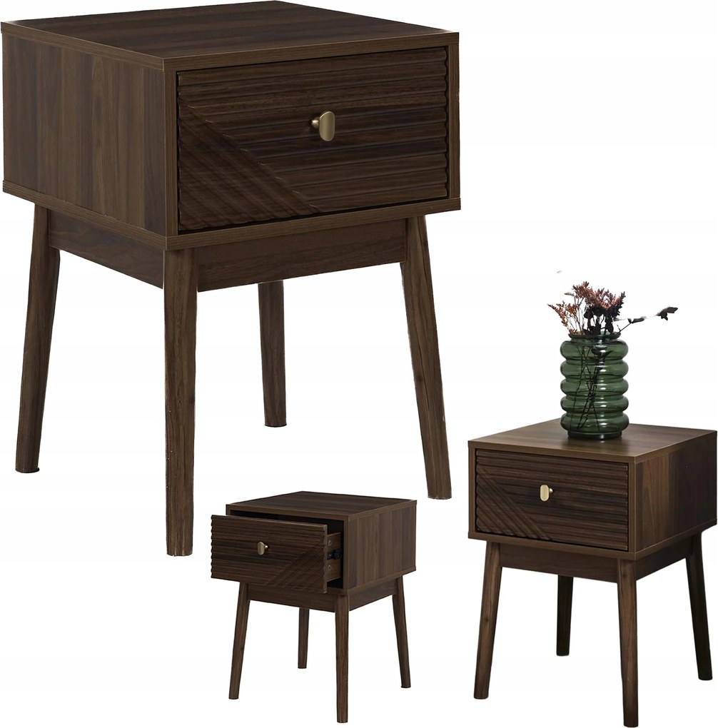 Éjjeliszekrény Lare sötét dió 40x40x55 cm hálószoba fiók asztal