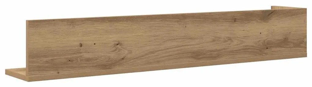 2 db kézműves tölgy színű szerelt fa fali polc 100x16,5x16,5 cm
