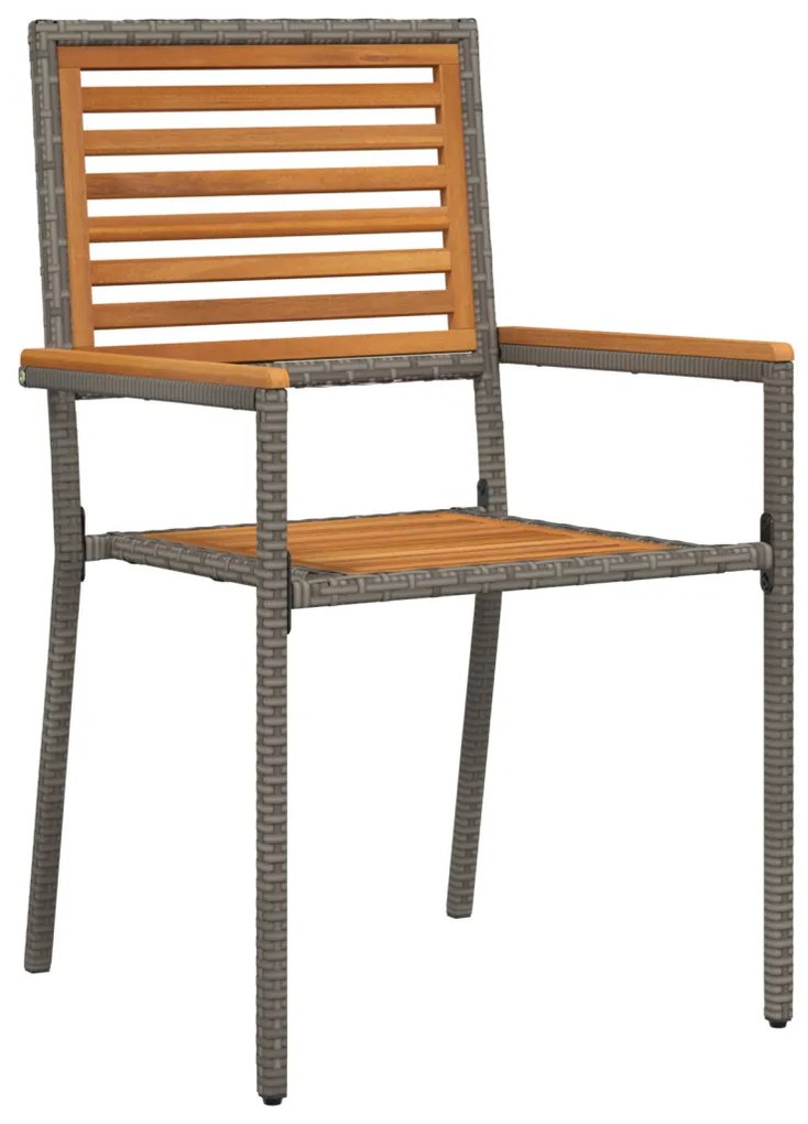 3 részes kerti étkezőszett Szürke Polyrattan Akác
