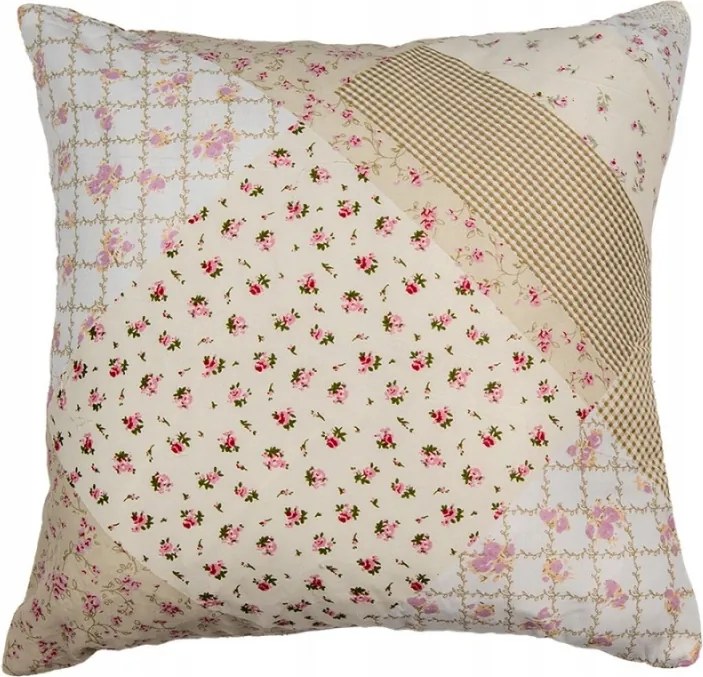 Bézs patchwork párnahuzat apró virágokkal Selma M 40x40 c