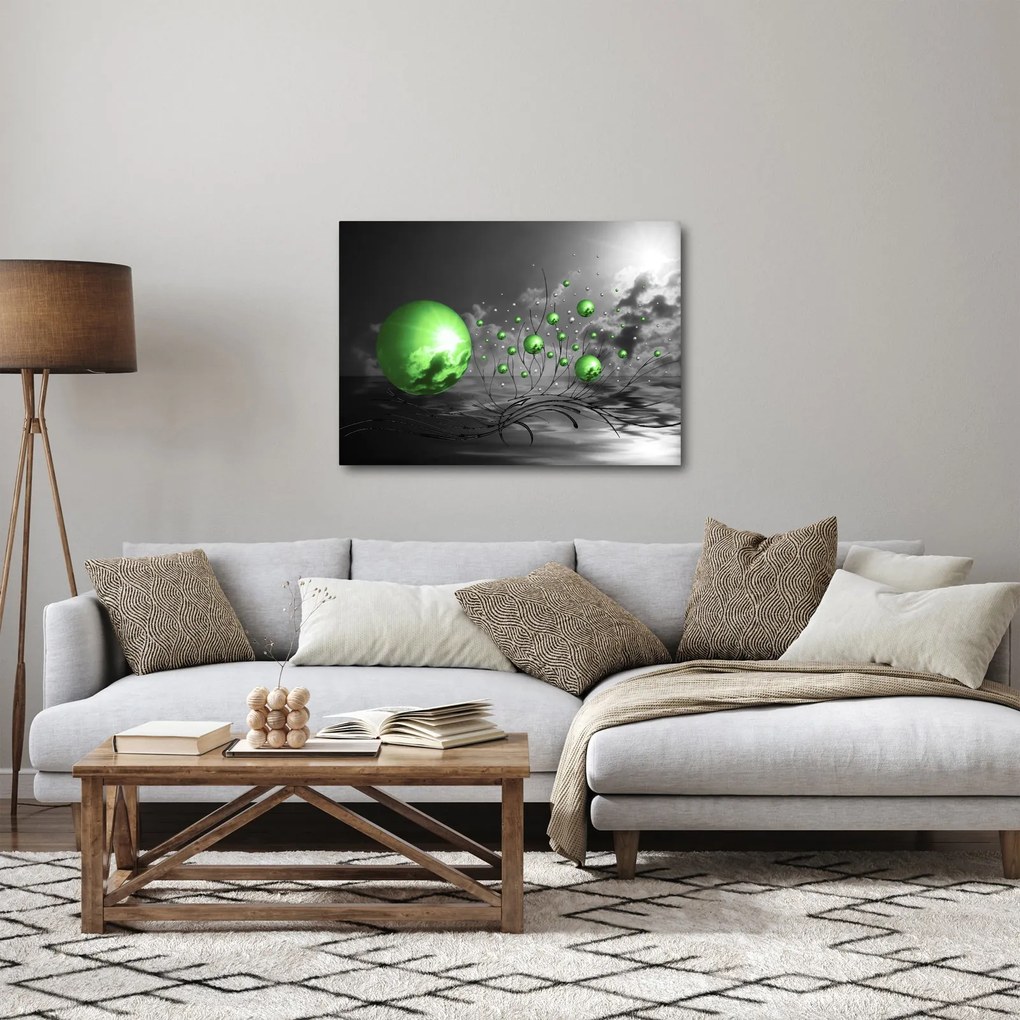 Zöld absztrakt gömbök képe (70x50 cm)