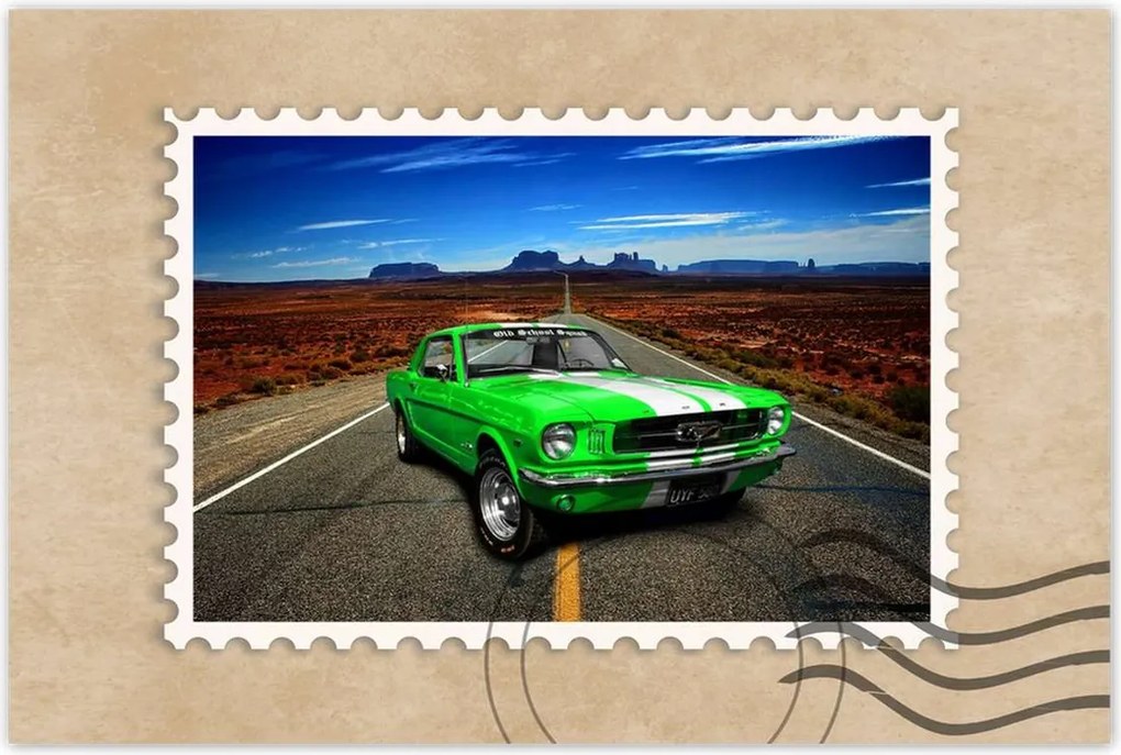 Poszterek 120x80 Zöld Mustang a sivatagban