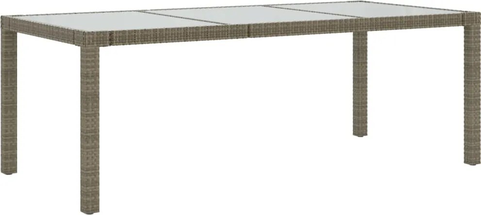 vidaXL szürke polyrattan és edzett üveg kerti asztal 190 x 90 x 75 cm