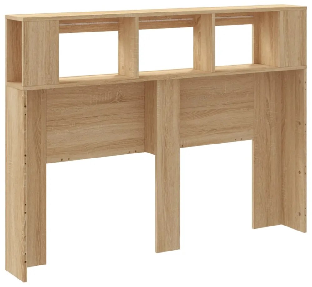 sonoma tölgy színű szerelt fa LED-es fejtámla 140x18,5x103,5 cm