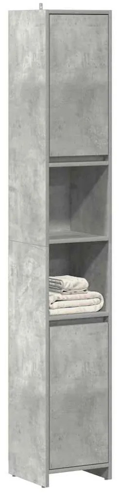 Betonszürke forgácslap fürdőszobaszekrény 30 x 30 x 183,5 cm