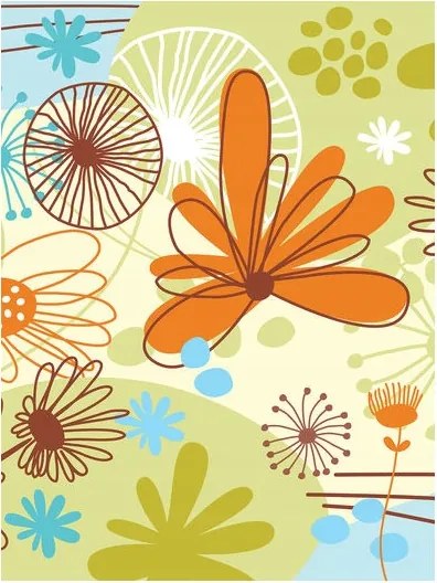 Fotótapéta Virágok Absztrakt Vektor Mix Narancs Kék 184x254 +ragasztó