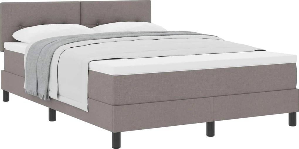 vidaXL Boxrugós ágy matracmal fejtámlával Tópszínű 160 x 200 cm szövet