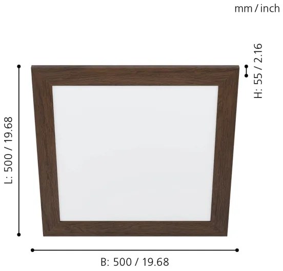 Eglo 99474 - LED mennyezeti lámpa PIGLIONASSO LED/20W/230V 500x500 mm