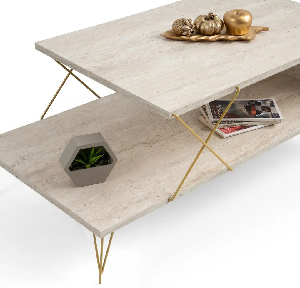 Loire Gold Travertine dohányzóasztal
