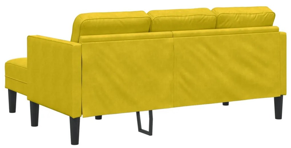 Kertiszófa Padokkal és Párnákkal L-alakú Sárga Bársonyos, L-alakú kanapé Sárga 173x131x67 cm Bársony, Pad Sárga 113x57x39 cm Bársony