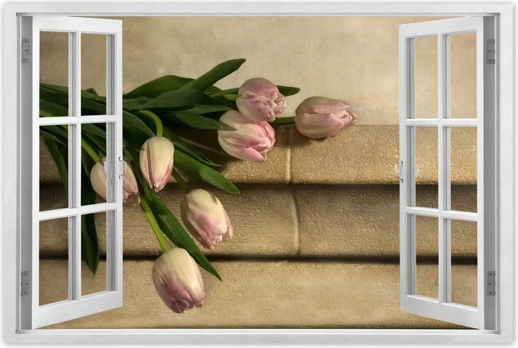 Poszter 60x40 Rózsaszín tulipán csokor