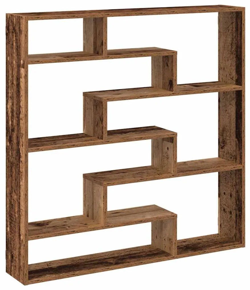 antik fa színű szerelt fa fali kockapolc 7 rekeszes színű