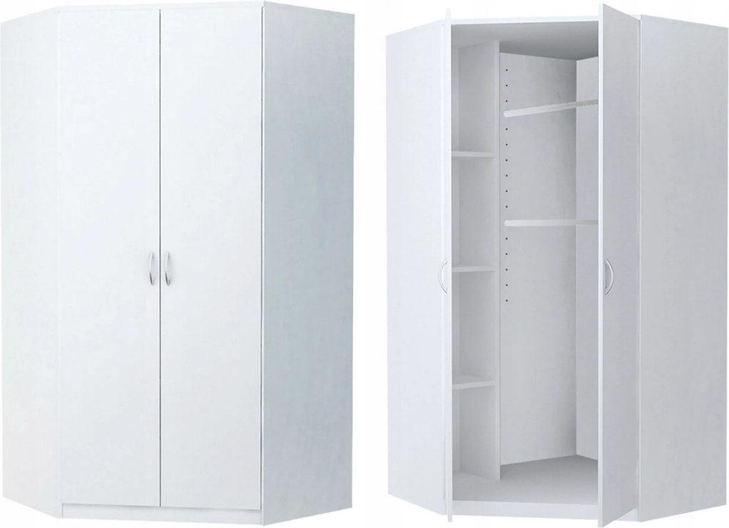 Szekrény sarokszekrény Corner 2D Fehér komód könyvespolc Rob