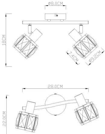Globo 54356-2 - Spotlámpa KRIS 2xE14/40W/230V