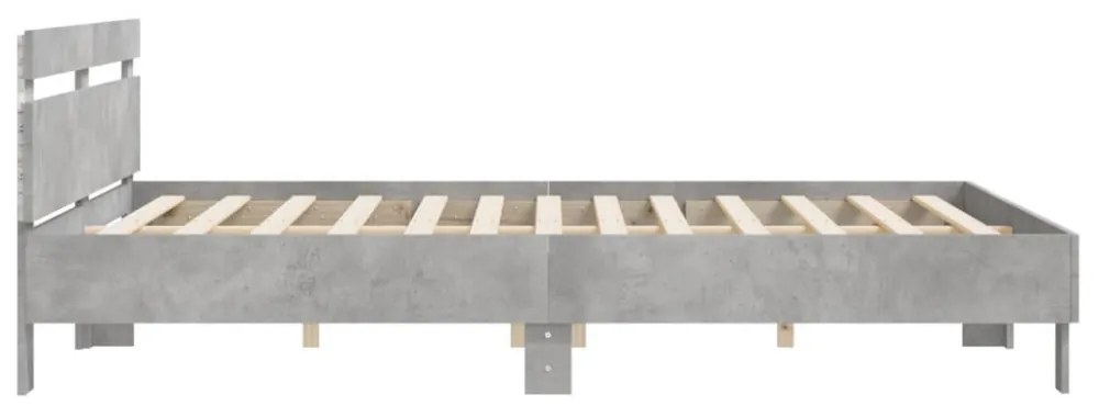 betonszürke ágykeret fejtámlával és LED-del 200 x 200 cm