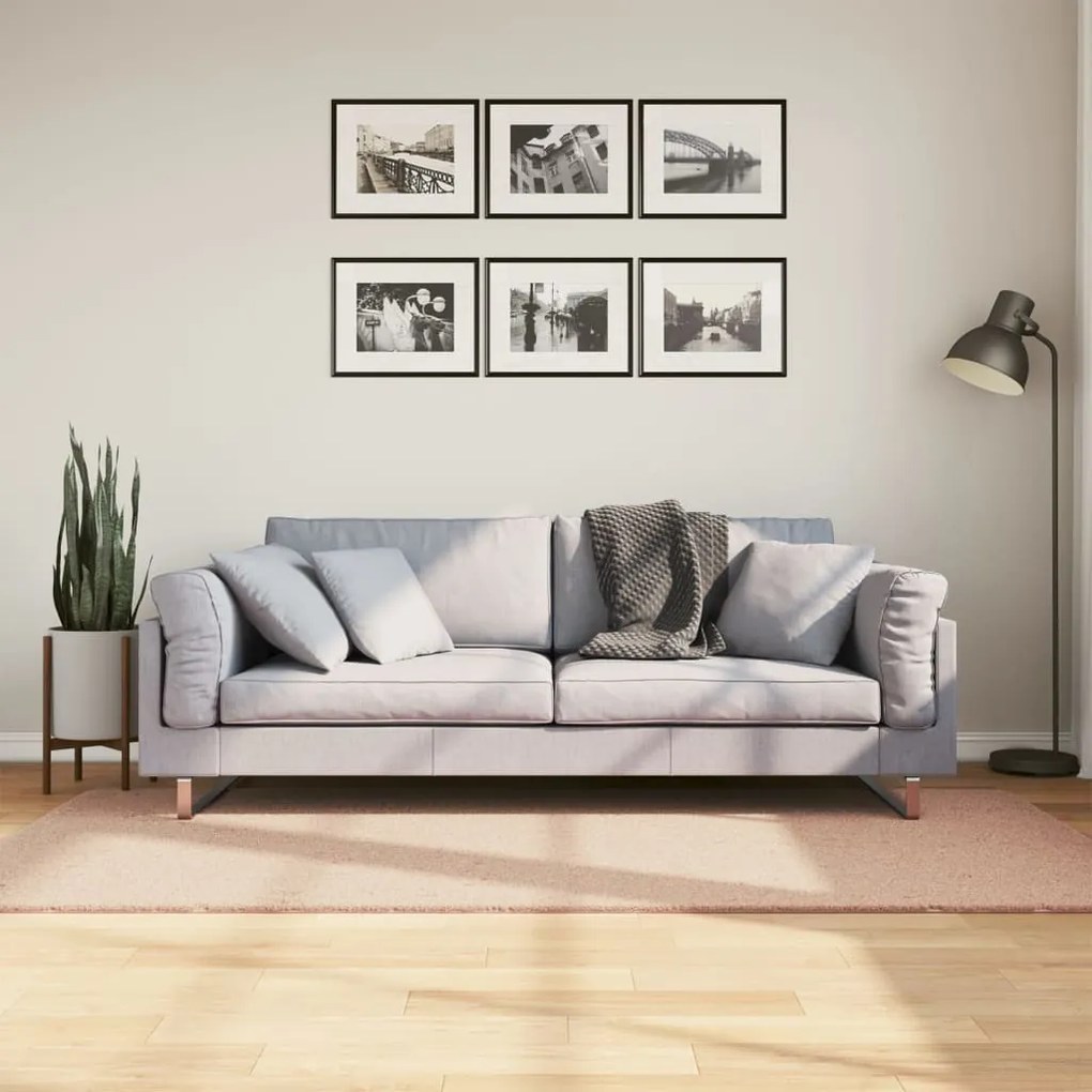 HUARTE púderszínű rövid szálú puha és mosható szőnyeg 100x200cm