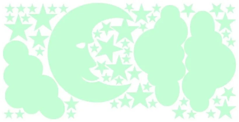 Moon and Clouds sötétben világító falmatrica - Ambiance