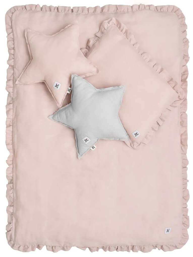 Len ágyneműhuzat babaágyhoz DUSTY PINK, méret M