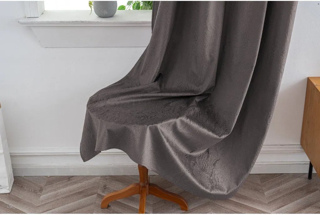 DUNES VELVET sötétítő függöny 140×250 cm, sötétszürke Felfüggesztés: Hullámos sínszalag