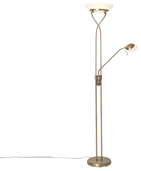 Bronz állólámpa LED-del és fényerőszabályzóval, olvasólámpával - Empoli