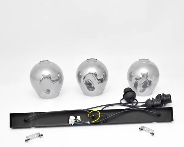 Csillár zsinóron LILI 3xE27/15W/230V fekete/szürke