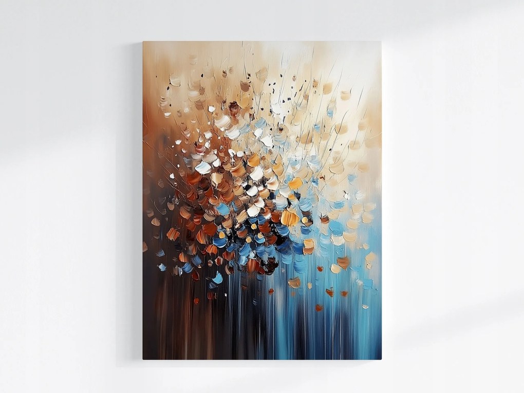 Poszter Absztrakt Barna Bézs Türkiz Glett Impasto 60x80