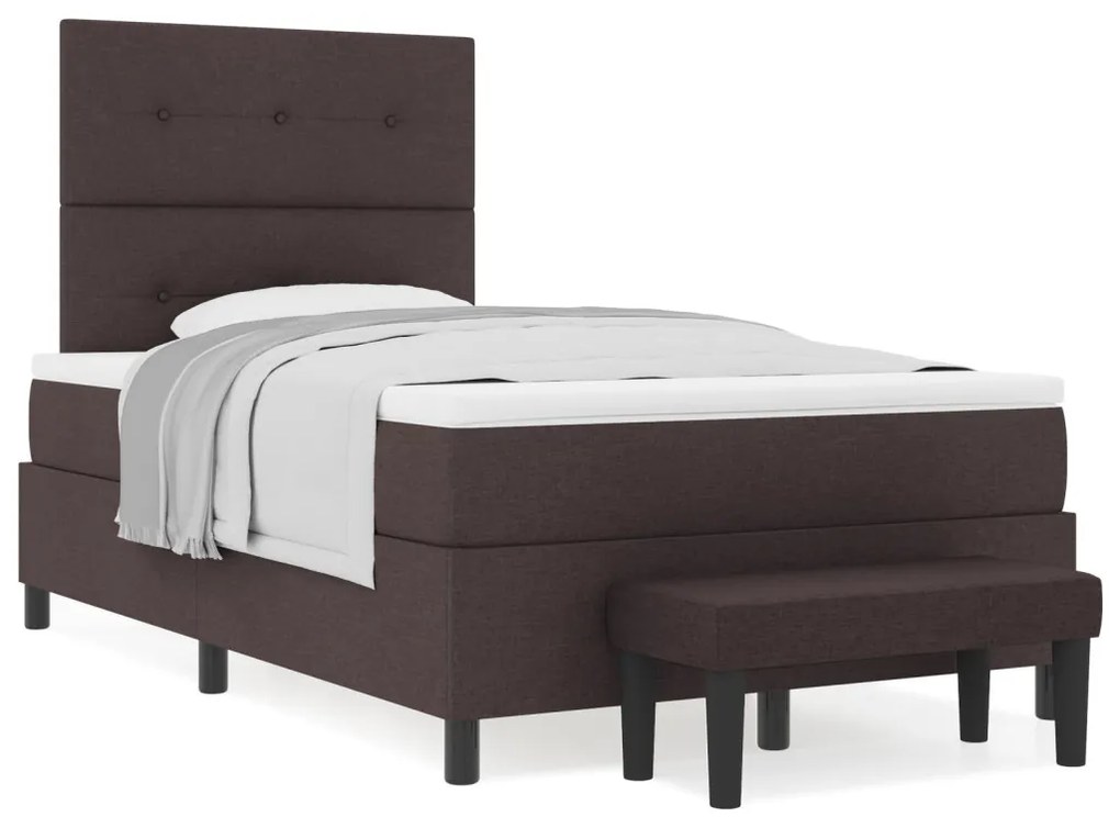 Box Spring Ágy Matraccal és Padlóttal Sötétbarna 120x190 cm Szövet