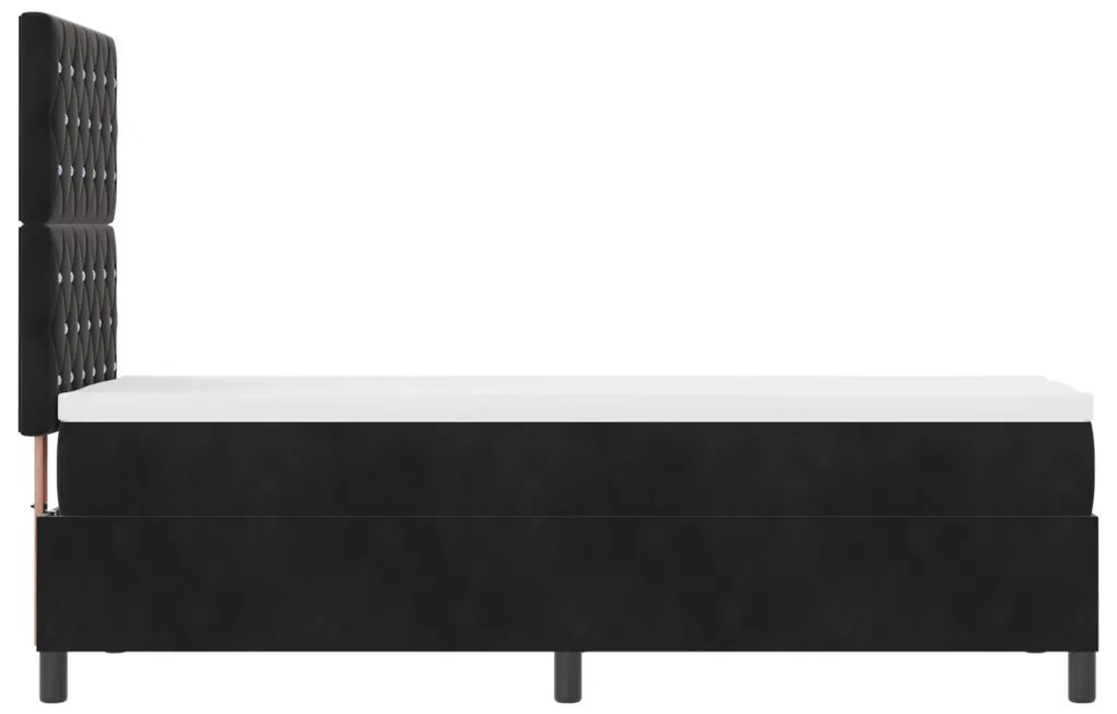 Boxspring Ágy Matrac és LED Fekete 80x200 cm Bársonyos