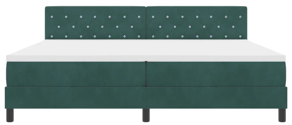 Box Spring Ágy Matrac & LED Sötét Zöld 200x200 cm Bársony