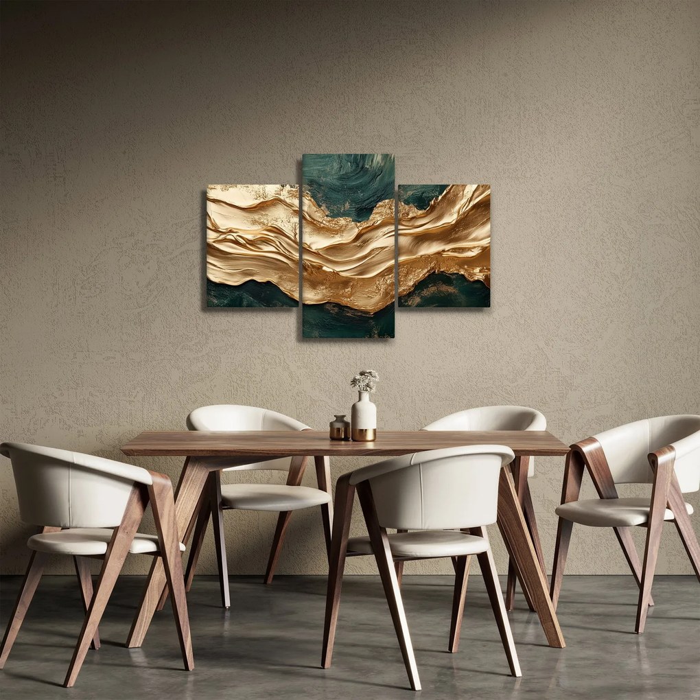 Kép - Zöld absztrakció arannyal II. (90x60 cm)