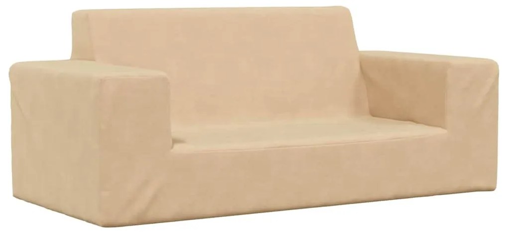 kétszemélyes krémszínű puha plüss gyerekkanapé