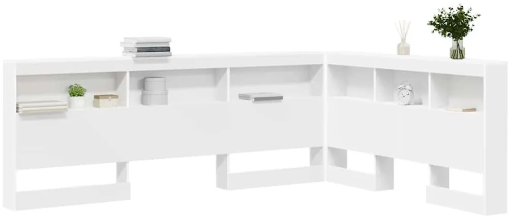 Tároló fejtámla polcokkal fejtámlával Fehér 150 cm Faanyag