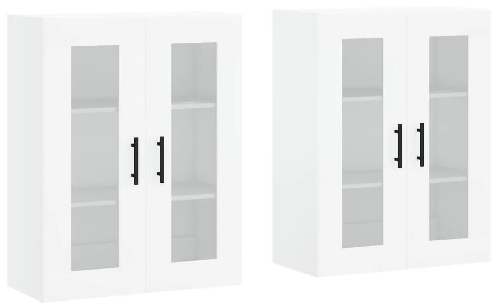2 db fehér szerelt fa falra szerelhető szekrény