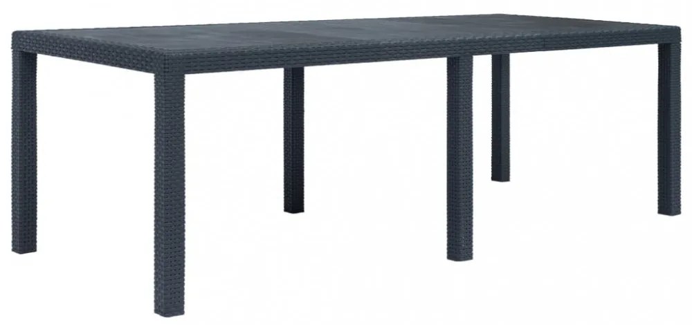 antracit rattan hatású műanyag kerti asztal 220 x 90 x 72 cm