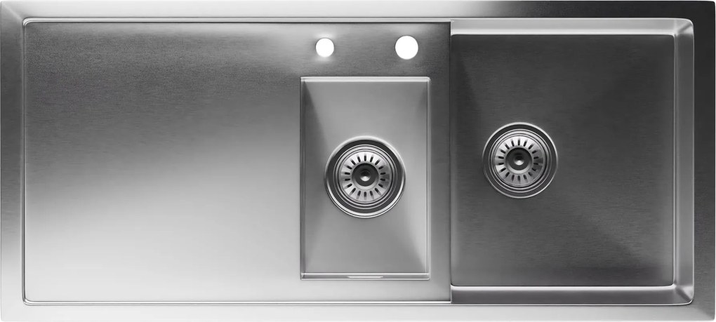 Klarstein TitanSteel konyhai mosogató lefolyóval, 100 x 45 cm, 2 mosogató, rozsdamentes acél, hőálló