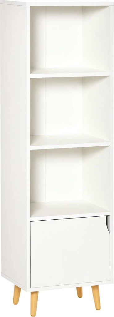 HOMCOM 3 Nyitott Polcos és Fakkal Ellátott Modern Könyvespolc Játékok, CD-k, Növények Tárolására 40x30x129.5 cm Fehér | Aosom