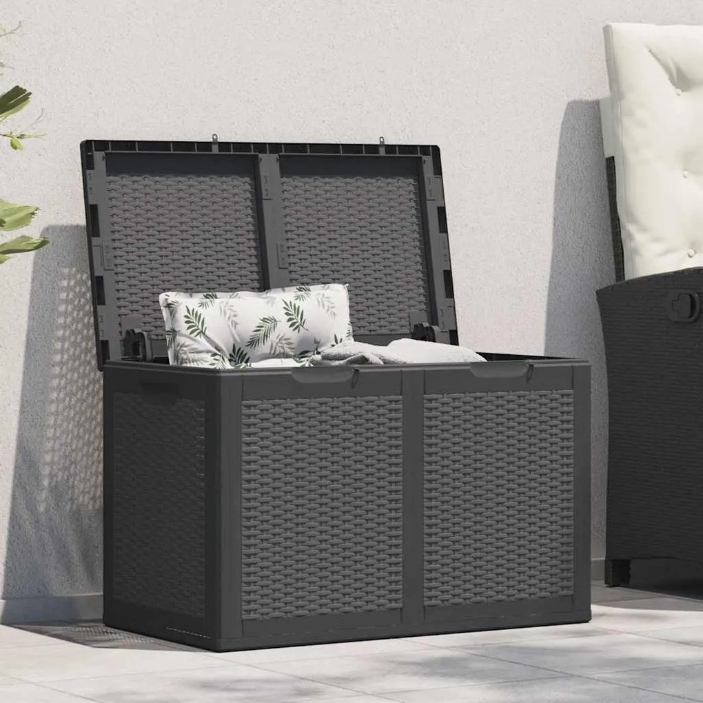 Fekete Pp Rattan Kerti Tárolóláda 180 L