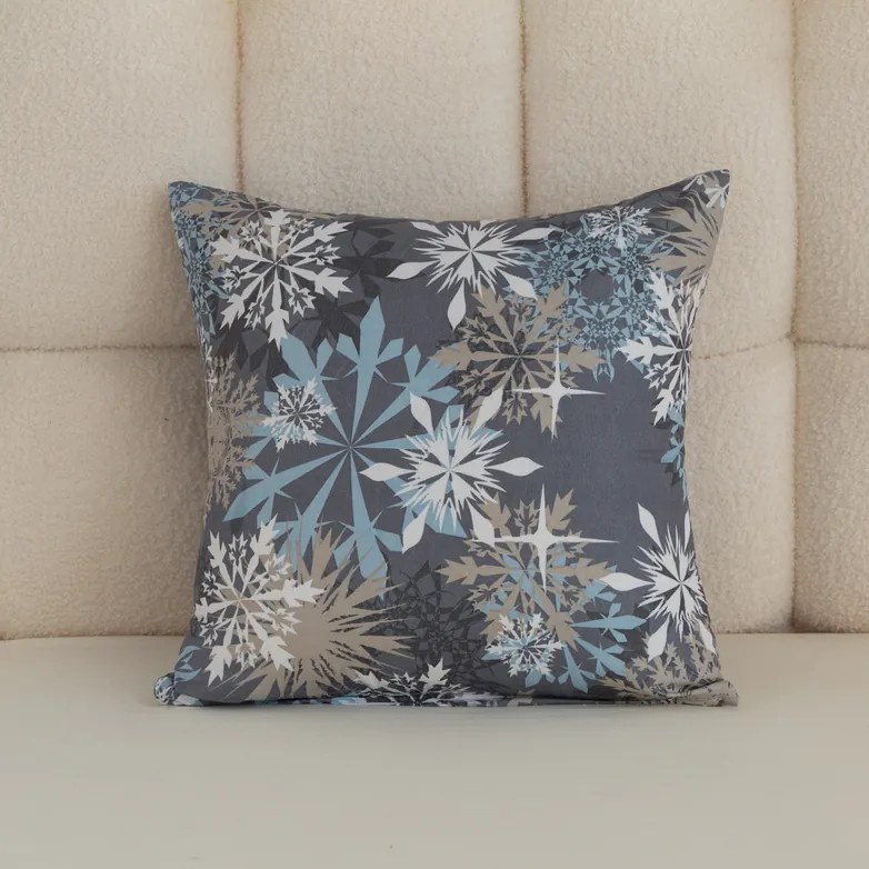 SNOWFLAKE kékesszürke mikroszálas párnahuzat 45x45 cm