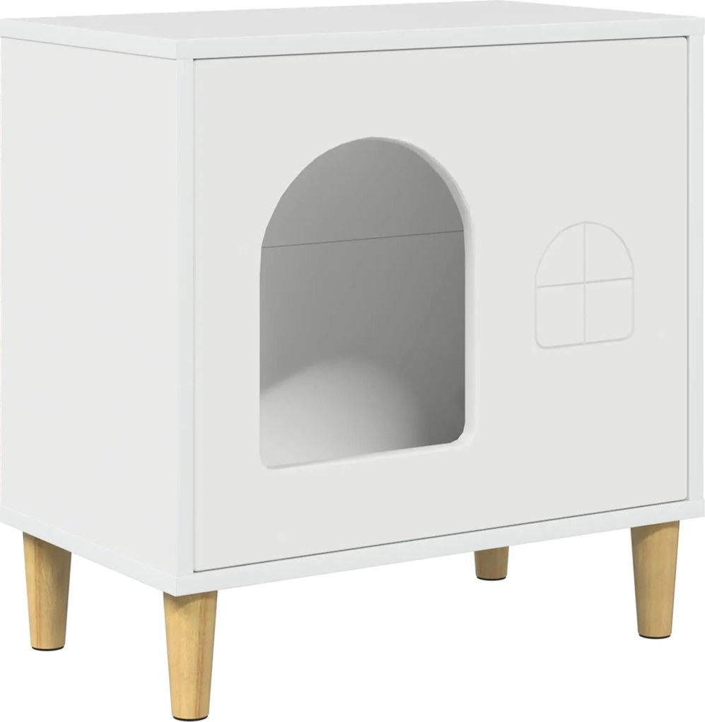 vidaXL Macska Ház Fényes Fehér 51 x 30 x 52 cm Faanyag
