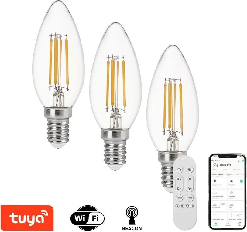 Immax NEO 07807CDO - 3 darabos készlet: dimmelhető, állítható színhőmérsékletű (CCT) LED izzó E14/4W/230V Wi‑Fi + távirányító
