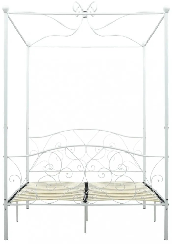 fehér fém baldachinos ágykeret 120 x 200 cm