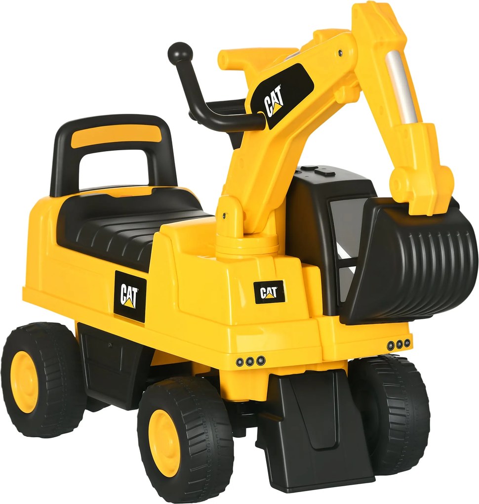 HOMCOM Ülő Digger Játék Móka Állítható Lapát Kormánykerékkel, Kisgyermek Digger Tárolóhellyel az Ülés Alatt, Játék Digger 25 kg-ig, Ülve Gyerekeknek 1