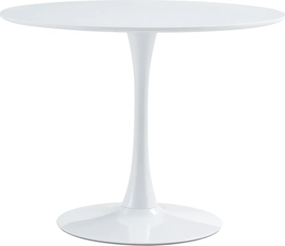 Étkezőasztal, kerek, fehér, matt, átmérő 110 cm, REVENTON NEW